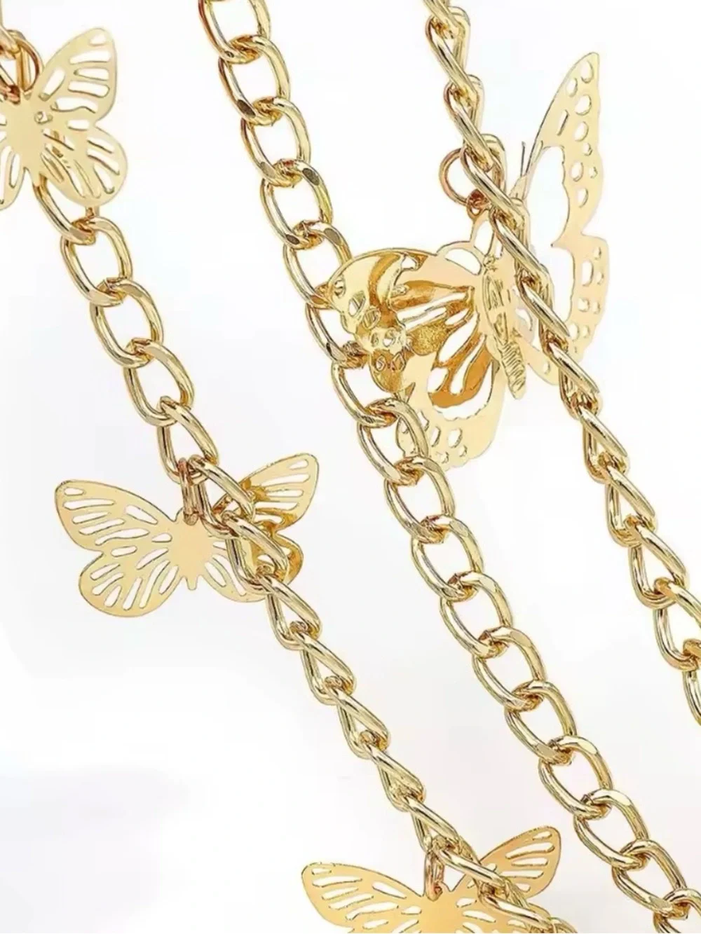 Gold Butterfly Layered Chain Belt